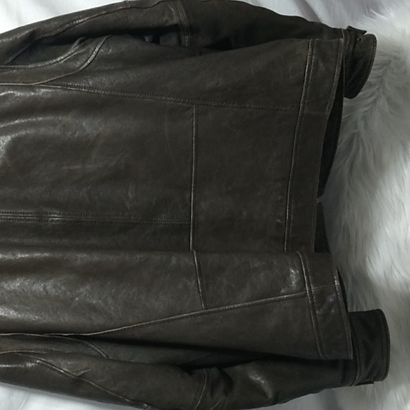 SALE! Andrew Marc Leather Full Zip Distressed  Jacket W Zip Pockets Wool Lining - Picture 10 of 16